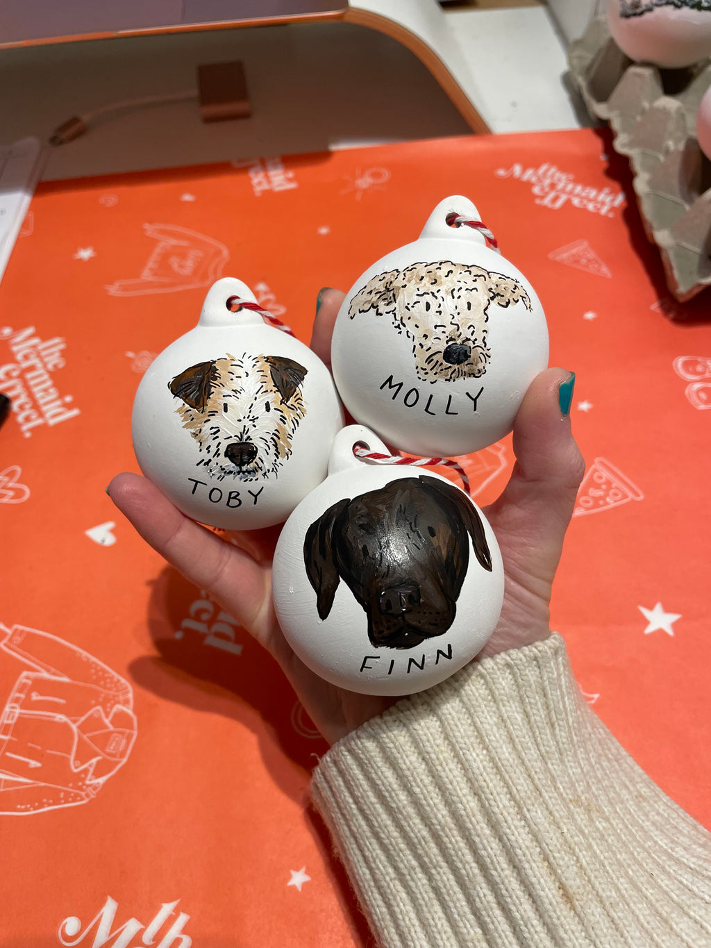 Personalised Pet portrait bauble Christmas decoration