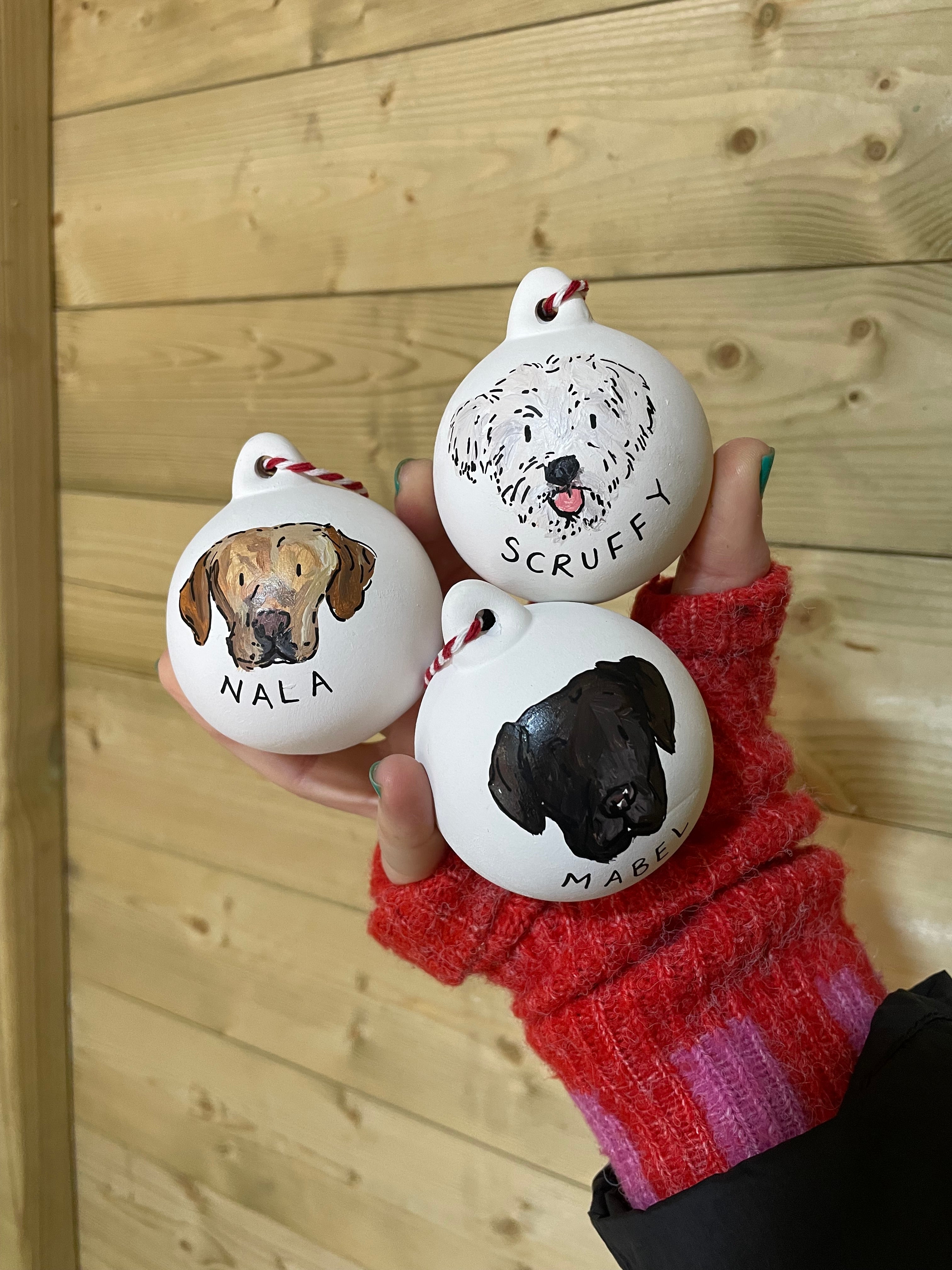 Personalised Pet portrait bauble Christmas decoration