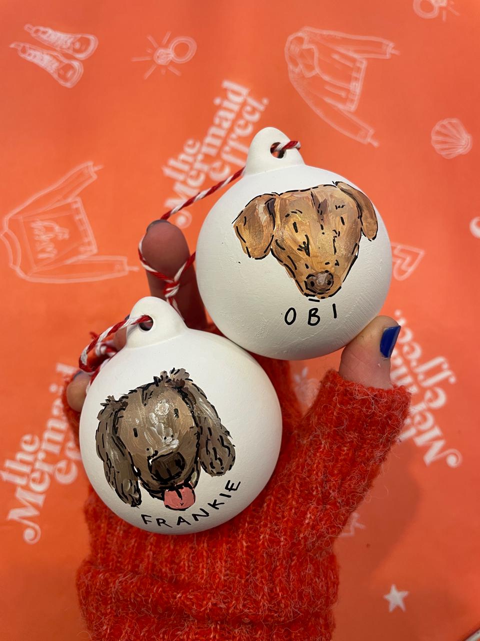 Personalised Pet portrait bauble Christmas decoration